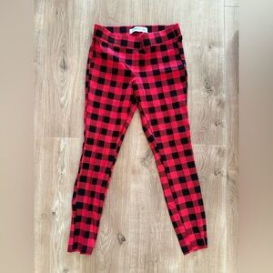 Old Navy Red Buffalo Plaid Tapered Leggings Size Small Women’s